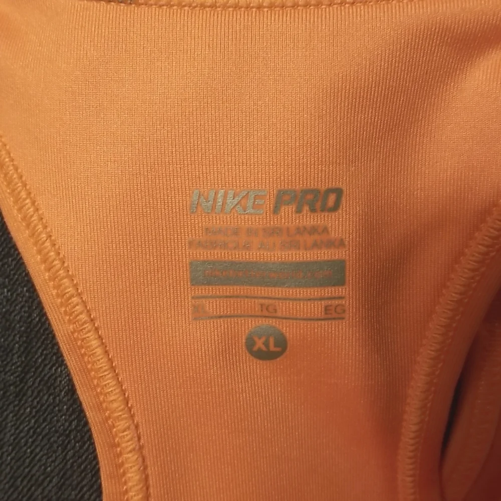 Nike Pro Sports Bra orange polka dot center swoosh XL Activewear Yoga - Picture 6 of 7